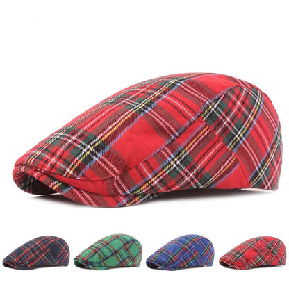 Men's Newsboy Hat Striped Plaid Cap Ivy Gatsby Cabbie Driving Irish Beret - color: Green