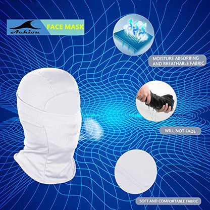 Achiou Ski Mask for Men and Women, Lightweight UV Balaclava Face Cover - color: New White