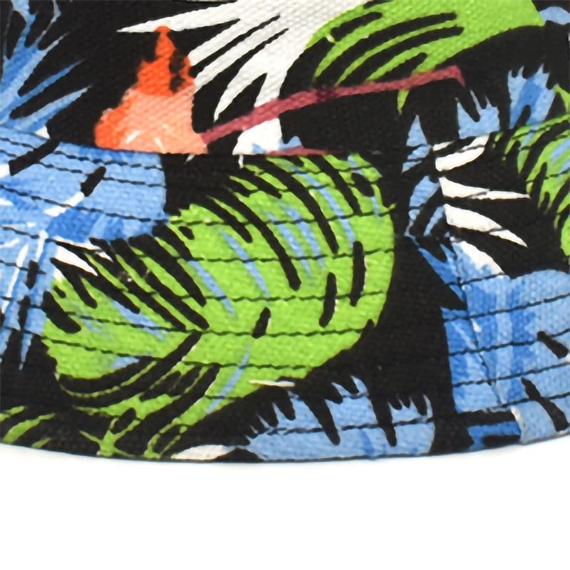 Bucket Hat Cotton Double-Side-Wear Reversible Sun Hat for Women Men, Summer Vacation Travel Beach Packable Fisherman Hat - color: Black Flamingo