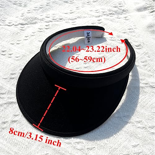 Cotton Visor Hat Women Men Clip-on Visors Hats Adjustable Outdoor Sports Golf Beach Wide Brim Sun Cap - color: Black