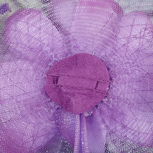 JWICOS Fascinators Hat for Women 50s Flower Hat with Veil Cocktail Wedding Tea Party Church Derby Hat - color: Purple