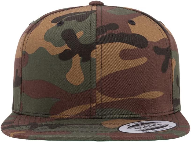 YP Classics 6089 Wool-Blended 6 Panel High Profile Flatbill Snapback Cap - color: Green Camo