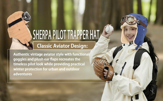 URAWOW Sherpa Aviator Trapper Hat for Men Women Ski Goggles Hunting Ushanka Trooper Russian Hat Plush Retro Faux Fur - color: Black