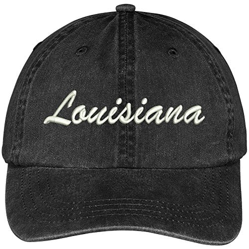 Trendy Apparel Shop Louisiana State Embroidered Low Profile Adjustable Cotton Cap - color: Black