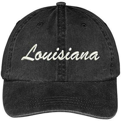 Trendy Apparel Shop Louisiana State Embroidered Low Profile Adjustable Cotton Cap - color: Black