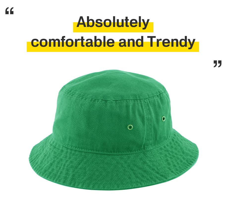 KBETHOS® 100% Cotton Washed Bucket Hat - color: Kelly Green, size: Large-X-Large