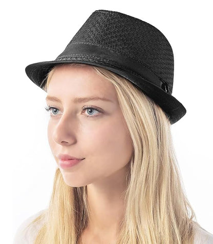 The Hat Depot Light Weight Classic Soft Cool Mesh Crushable Fedora hat - color: White, size: Small-Medium