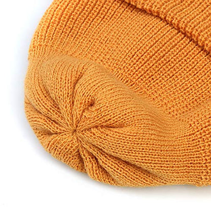 UNDERCONTROL Winter Trawler Fisherman Beanie Men Women Unisex Stylish Plain Docker Skull Hat Roll up Watch Cap Color Pack - color: Mustard