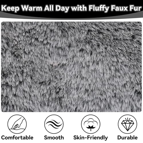 Olreco Waterproof Toddler Winter Hat Warm Fur Fleece Baby Boy Winter Hat Kids Snow Hats Girls Boys Trapper Hats with Earflaps - color: Waterproof City Camo With Grey Fur, size: 5-8 Years