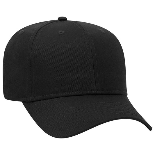 OTTO 6 Panel Pro Style Cotton Blend Twill Cap - color: Black