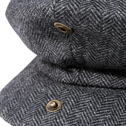 Men Wool Blend 8 Panel Newsboy Cap - color: Herringbone Grey, size: 7 7/8