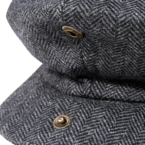 Men Wool Blend 8 Panel Newsboy Cap - color: Herringbone Grey, size: 7 1/8