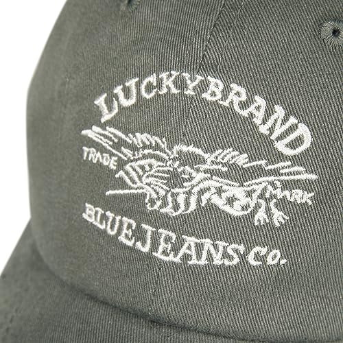 Lucky Brand Classic Cotton Adjustable | Dad Hat | Baseball Cap | Golf | Fishing | Low Profile | 5 Panel Design - color: Blue Jeans Co - Moss
