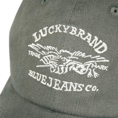 Lucky Brand Classic Cotton Adjustable | Dad Hat | Baseball Cap | Golf | Fishing | Low Profile | 5 Panel Design - color: Blue Jeans Co - Moss