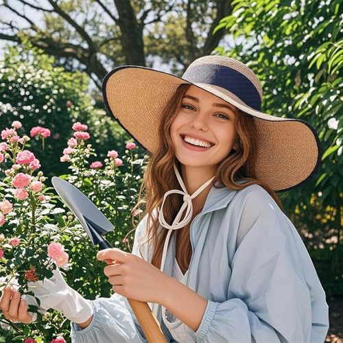 Barelove Sun Straw Hat Wide Brim Shape Hat with UPF 80+, Packable Foldable Floppy Summer Beach Hat for Women Men - color: Khaki - Wide Wrap