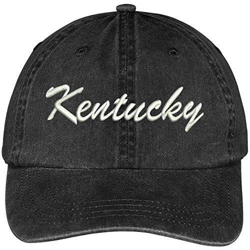 Trendy Apparel Shop Kentucky State Embroidered Low Profile Adjustable Cotton Cap - color: Black