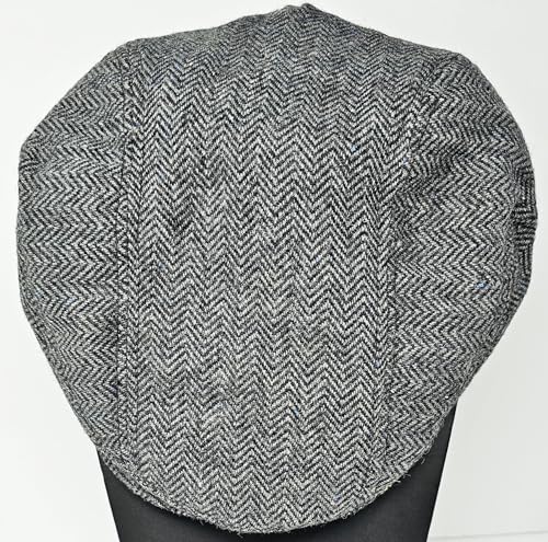 Traditional Men's Irish Flat Cap, 100% Wool Tweed, Made in Ireland - color: Grey, size: Medium