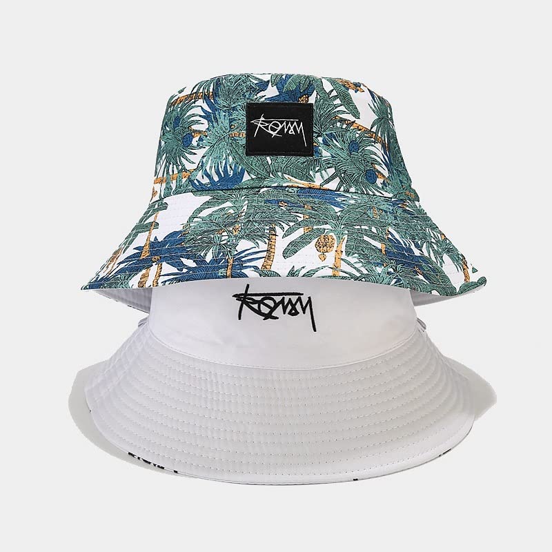 Quanhaigou Bucket Hats Unisex Summer Travel Beach Fisherman Cap for Men Women Teens - color: Coconut Palm
