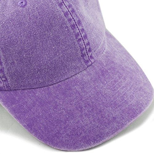The Hat Depot 100% Cotton Pigment Dyed Low Profile Dad Hat Six Panel Cap - color: 1. Purple