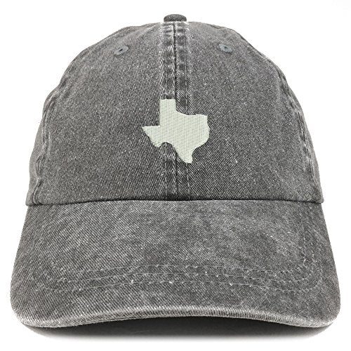 Trendy Apparel Shop Texas State Map Embroidered Washed Cotton Adjustable Cap - color: Black