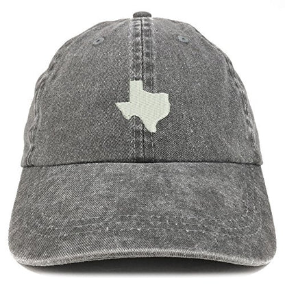 Trendy Apparel Shop Texas State Map Embroidered Washed Cotton Adjustable Cap - color: Black