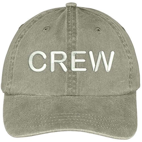Trendy Apparel Shop Crew Embroidered Pigment Dyed Cotton Cap - color: Khaki