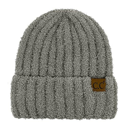 C.C Fuzzy Beanie for Women Unisex - Acrylic Stretchable Soft Warm Knit Winter Skully Hat - color: Acrylic-lt. Grey