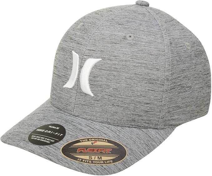 Hurley Mens Baseball Cap, H2O-Dri Stretch Fitted Hat with Curved Bill - color: Dark Smoke Grey, size: Large-X-Large