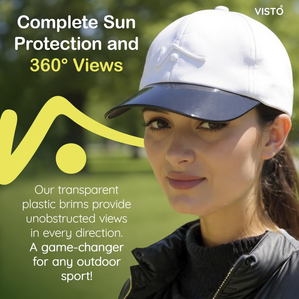 VISTO Transparent Brim Quick-Dry Hat - Obstruction Free Visibility, No Glare & Complete Sun Protection for Outdoor Sports - color: White