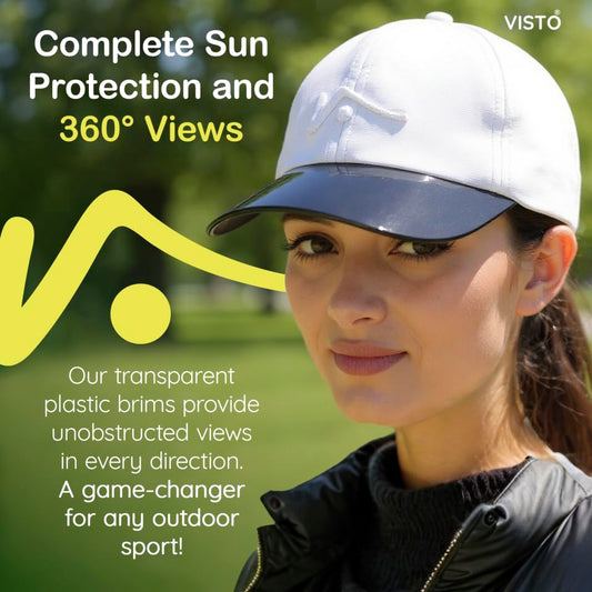 VISTO Transparent Brim Quick-Dry Hat - Obstruction Free Visibility, No Glare & Complete Sun Protection for Outdoor Sports - color: Black