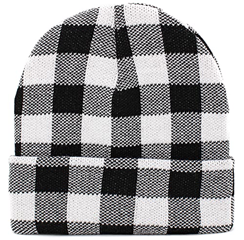 Lumberjack Plaid Aviator Trapper Hat Trooper Ear Flaps Ushanka Eskimo Cold - color: Black White Buffalo Plaid