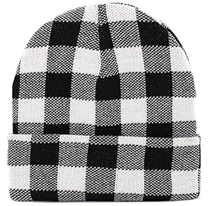 Lumberjack Plaid Aviator Trapper Hat Trooper Ear Flaps Ushanka Eskimo Cold - color: Black White Buffalo Plaid