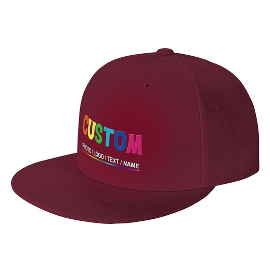 Custom Snapback Hats for Men Personalized Hip Hop Flat Bill Brim Baseball Cap Add Your Own Text Photo Logo - color: Single Color - Red