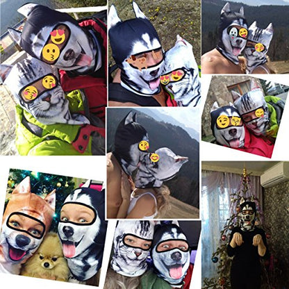 WTACTFUL 3D Animal Ears Balaclava, Breathable Face Mask for Halloween - color: Husky Meb-02