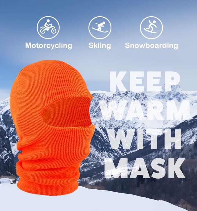 The Hat Depot Unisex Thick and Long Face Ski Mask [Made in USA] - color: Orange