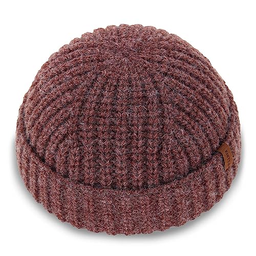 Chunky Wool Fisherman Short Beanie Hats Skull Cap for Men, Mens Thick Skater Streetwear Fishermans Beanie Daily Hat - color: Brown