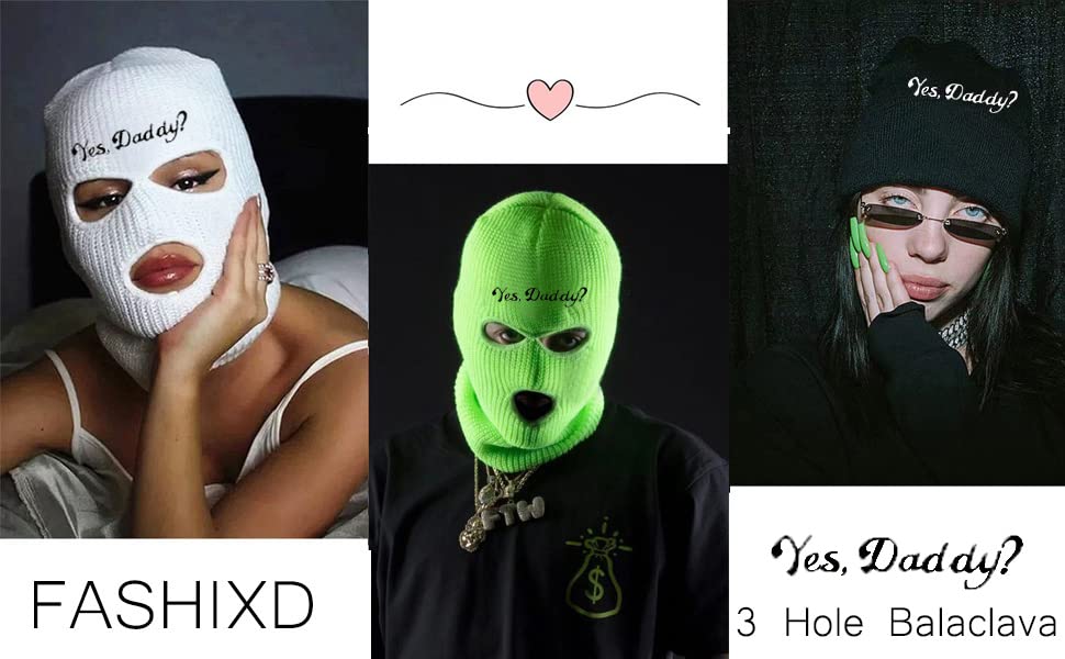 3 Hole Ski Mask Yes Daddy Funny Balaclava Sexy Face Mask for Men Women - color: Rose Red