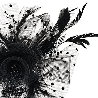 AQOKKA Women Fascinators Hats Flower Fascinators with Headband and Clip Tea Party Headwear for Women and Girls - color: 1 Pc 7" Diameter / Black
