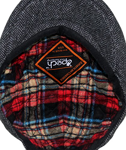 EPOCH Men's Herringbone Wool Tweed Newsboy Ivy Cabbie Driving Cap - color: 1935-charcoal, size: X-Large