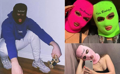 3 Hole Ski Mask Yes Daddy Funny Balaclava Sexy Face Mask for Men Women - color: Black