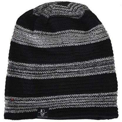 VECRY Mens Slouchy Beanie Knit Skull Cap Long Baggy Hip-hop Winter Summer Hat B305 - color: Retro-black&grey, size: Large