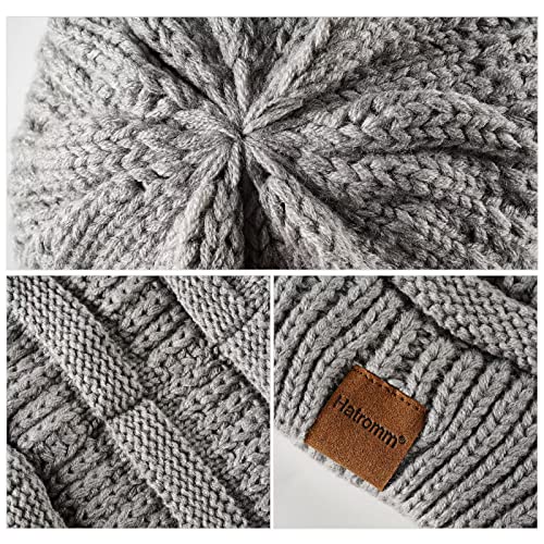 Slouchy Women's Winter 3 Pieces Beanie Hat Women Men Oversized Warm Knitted Women's Hat Winter Thick for Cold Weather - color: Black+oatmeal+dark Gray