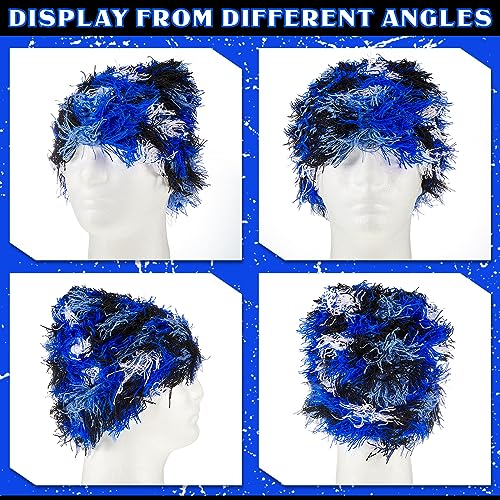 Chuarry Distressed Knitted Beanie Fuzzy Winter Hat - color: Assorted Blue