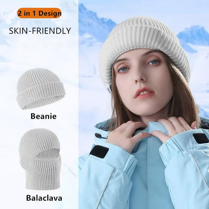 Balaclava Ski Mask Cold Weather Balaclava Mask Warm Face Mask Balaclava and Beanie Hats for Men 2 in 1 - color: Grey