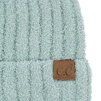C.C Fuzzy Beanie for Women Unisex - Acrylic Stretchable Soft Warm Knit Winter Skully Hat - color: Acrylic-winter Mint