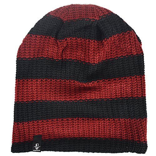 FORBUSITE Mens Slouchy Long Beanie Knit Cap for Summer Winter, Oversize - color: B09-claret, size: Large