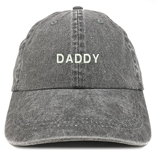 Trendy Apparel Shop Daddy Embroidered Low Profile Washed Cotton Cap - color: Black