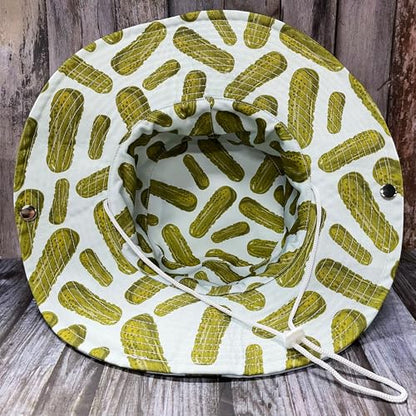 Funny Sun Hat for Men Women Wide Brim Bucket Hat Hiking Boonie Hat Summer Beach Fishing Caps - color: Pickle