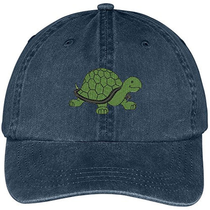 Trendy Apparel Shop Turtle Embroidered Pigment Dyed Washed Cotton Baseball Cap - color: Navy