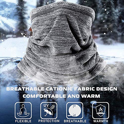 Winter Thermal Neck Warmer/Neck Gaiter Face Scarf/Face Cover Winter Ski Mask - Cold Weather Balaclava - color: Gray+ Watermelon Red